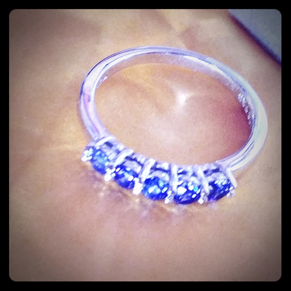 Sterling Silver Tanzanite Round Five Stone Ring